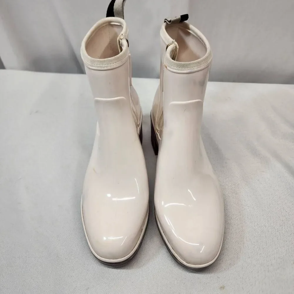Kate Spade Puddle Rain Booties Women’s 9 White Rubber Round Toe